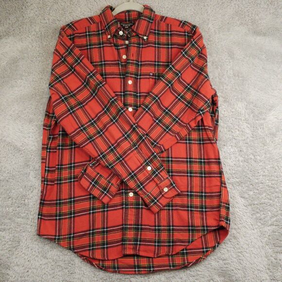 Vintage Ralph Lauren Jeans Red Windowpane Plaid Flannel Men's Med Outdoor Campin - Picture 2 of 9